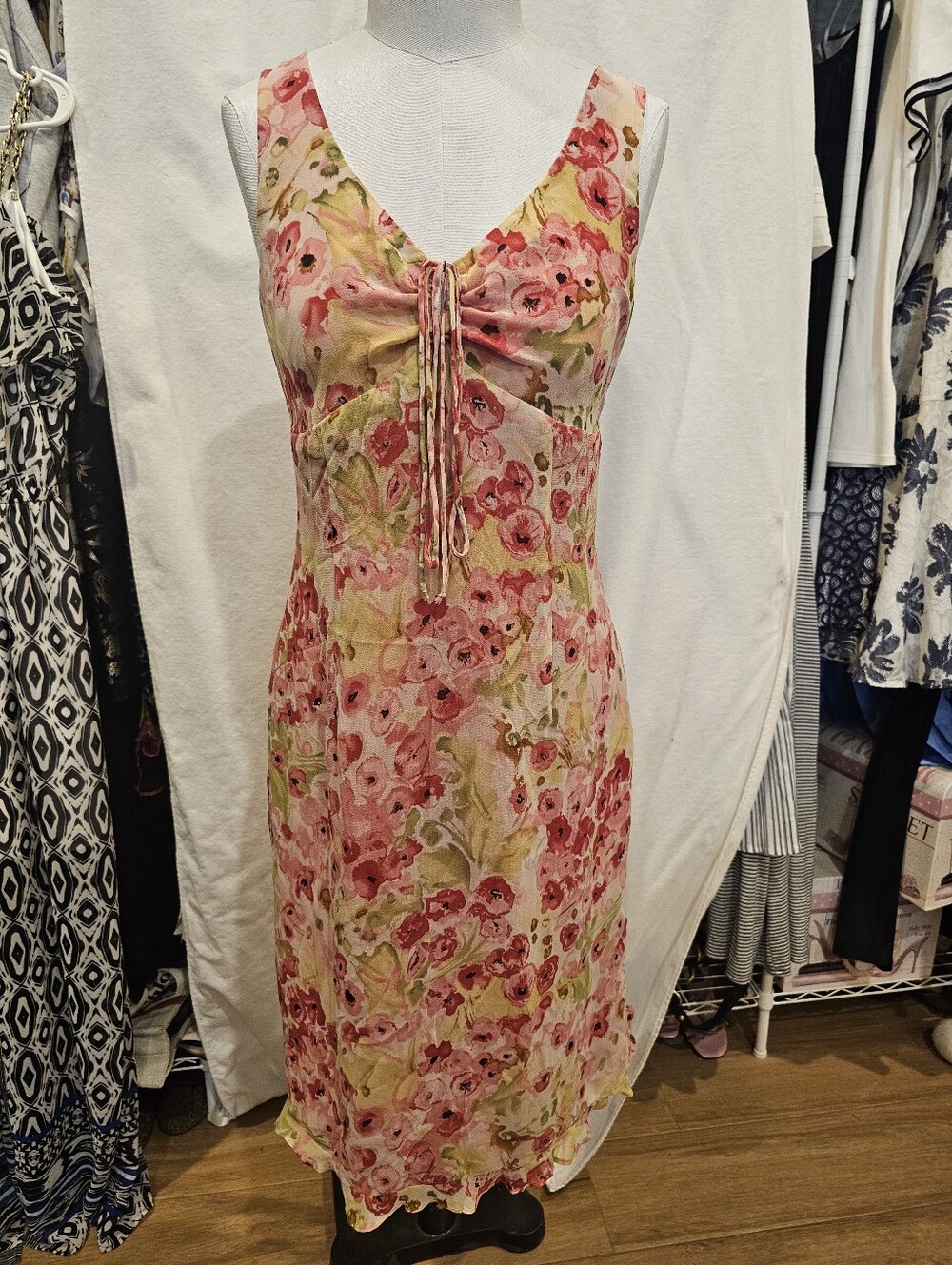 Nicole Miller Floral V-Neck Dress - Pink Blossom Print